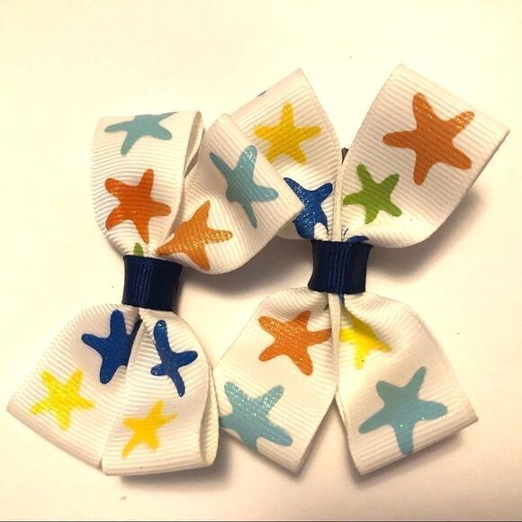 Bow pair hair bows accessories star fish beach sea - Picture 13 of 15